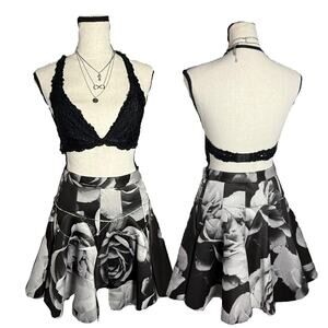 Cameo Rose Print High Waisted Skirt